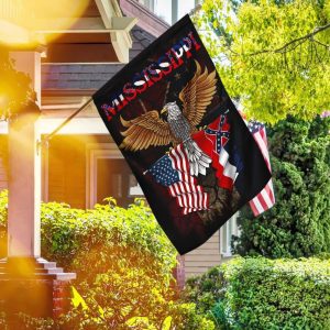 Mississippi State American and Eagle American For Outdoor Decorative Garden House Flag