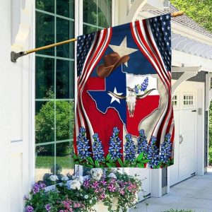 Texas State and Longhorn Bluebonnet Bird American For Outdoor Decorative Garden House Flag